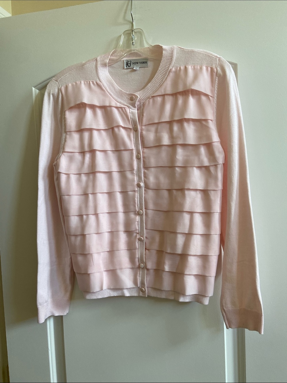 New York Pink Ruffle Front Cardigan Size M